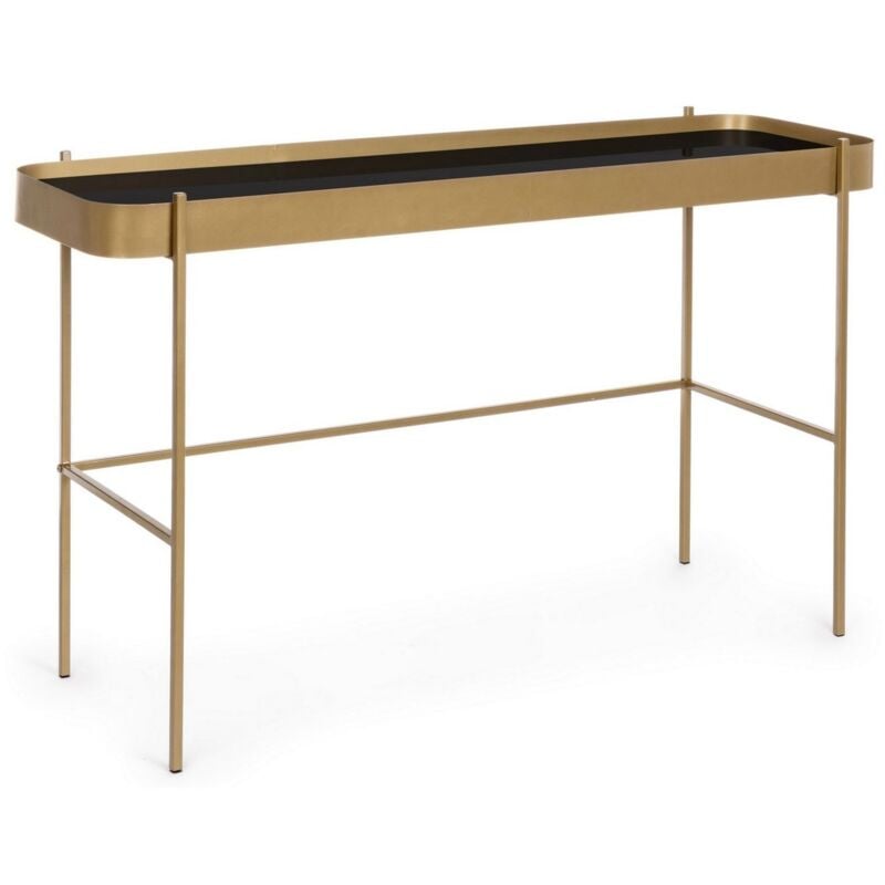 Hellin - Console Rashida Oro avec plateau en verre 120x43 cm