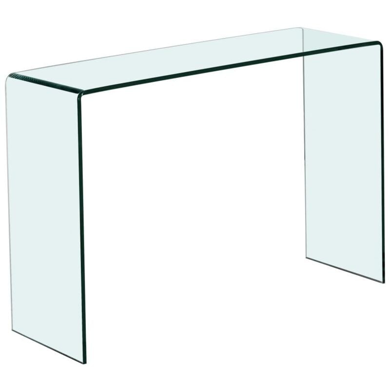 Vente-unique - Console en verre trempé courbé - Transparent - alonzo