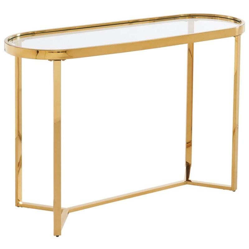 Console en verre trempé et acier inoxydable chromé - Transparent et doré - joliny de Pascal Morabito