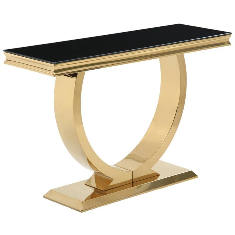 Console en verre trempé et acier inoxydable - Doré et Noir - ROWAN de Pascal Morabito