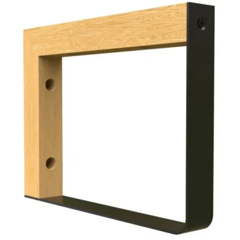 Console équerre à visser MIX R en hêtre brut et acier noir, 152 x 202 mm