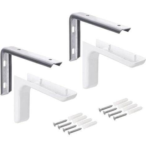 Console étagère support en métal pour montage mural - LEON  Angle support tablette avec profondeur: 24 cm  Capacité de charge jusqu'à 20 kg  Incl. materiel fixation  2 Pièces
