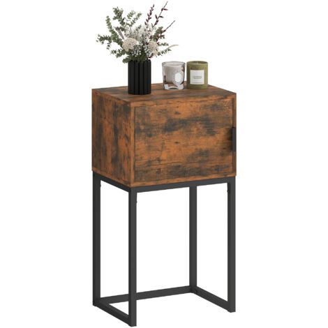 Console étroite avec placard design industriel 40x30x76 cm marron rustique