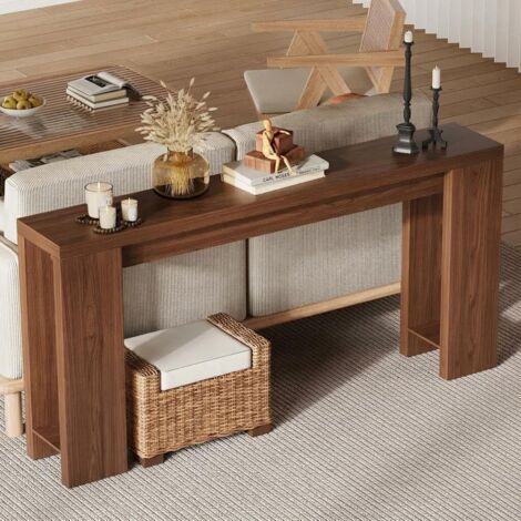Console étroite extra longue  180cm meuble bois rustique table d appoint entrée couloir salon étagère cadre solide assemblage facile