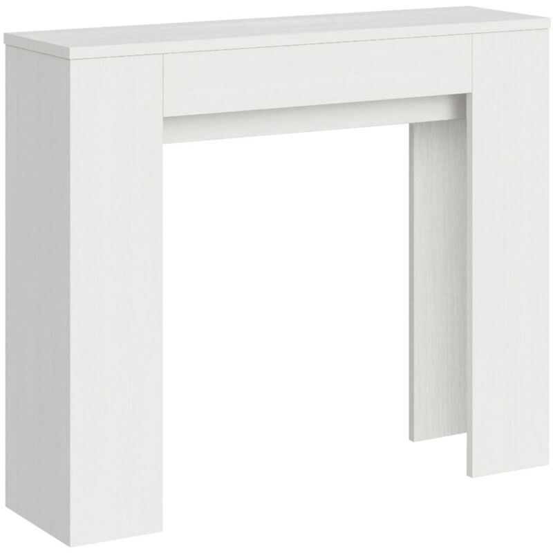Console extensible 90x25/181 cm Frêne Blanc Slick