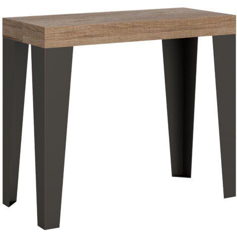 Console extensible 90x40/300 cm Chêne Flamme Nature Structure Anthracite