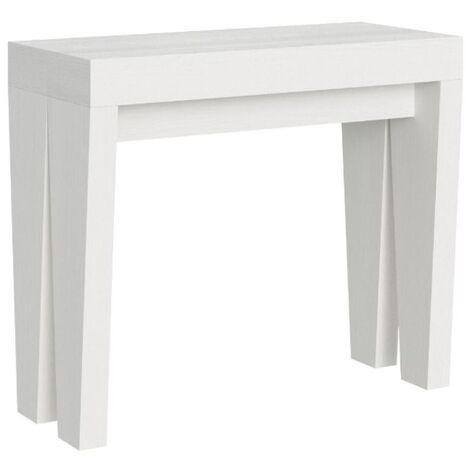 Console extensible blanche 8 personnes 40 à 196cm Sambo-Support 4 pieds