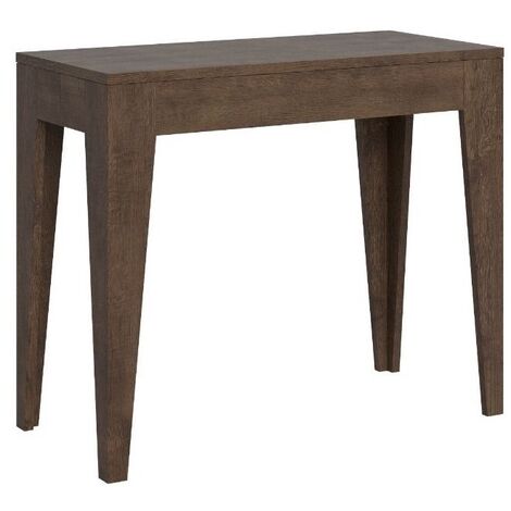 Console extensible bois de noyer 12 personnes 42 à 302cm Kanda-Pied et support sur roulettes
