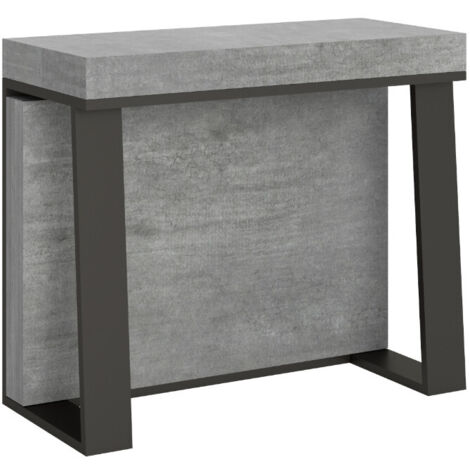 Console extensible bois et acier anthracite Ambra 90x40-288-Gris