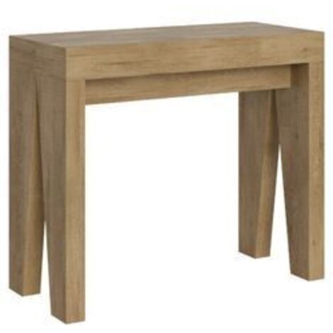 Console extensible chêne clair 90x40-196 Naxo-Pied et support sur roulettes