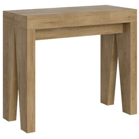 Console extensible chêne clair 90x40-300 Naxo-Support 2 pieds