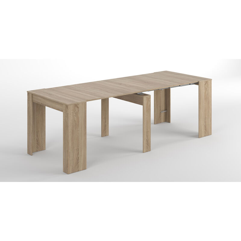Pegane - Console extensible coloris chêne canadien - Dim : 90 x 78 x 50 - 235 cm