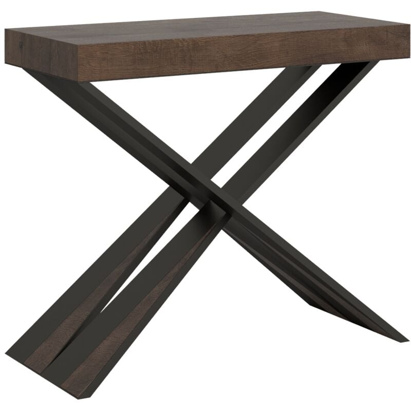 Console extensible 90x40/196 cm Diago Small Noyer Structure Anthracite