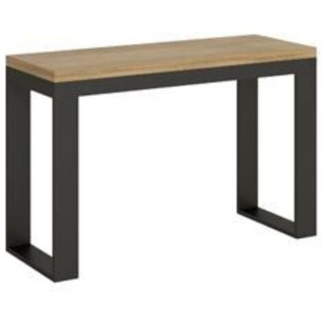 Console extensible double plateau chêne clair 120-200cm Noceta-Largeur 120 cm