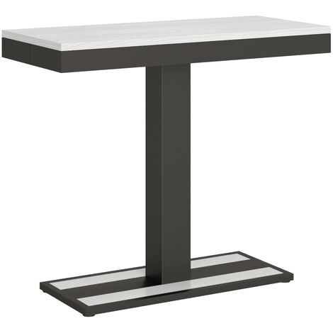 Console extensible frêne blanc et pieds métal anthracite 14 personnes 40 à 300 cm Kalys