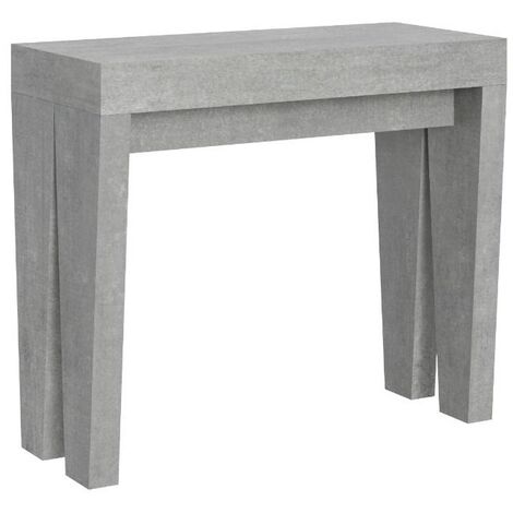 Console extensible gris béton 14 personnes 40 à 300cm Sambo-Support 2 pieds