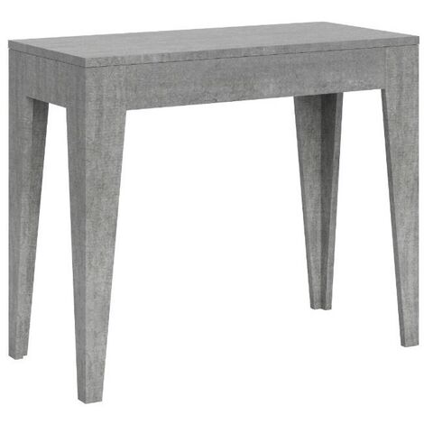 Console extensible gris ciment 12 personnes 42 à 302cm Kanda-Support 4 pieds
