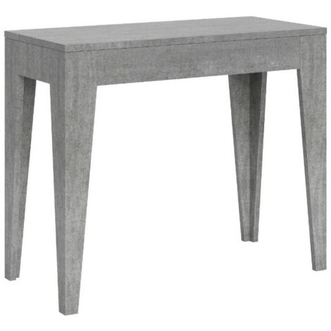 Console extensible gris ciment blanc 8 personnes 42 à 198cm Kanda-Support 2 pieds