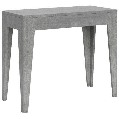 Console extensible gris ciment blanc 8 personnes 42 à 198cm Kanda-Support 4 pieds