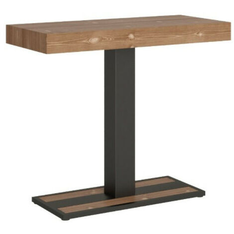 Console extensible pin massif teinté foncé et pieds métal anthracite 14 personnes 40 à 300cm Cali