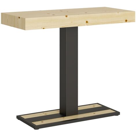 Console extensible sapin massif et pieds acier anthracite 40 à 190cm Mimo-Version Premium
