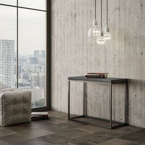 Console extensible Table de salle à manger cuisine grise 90x45-90cm Nordica Libra Concrete