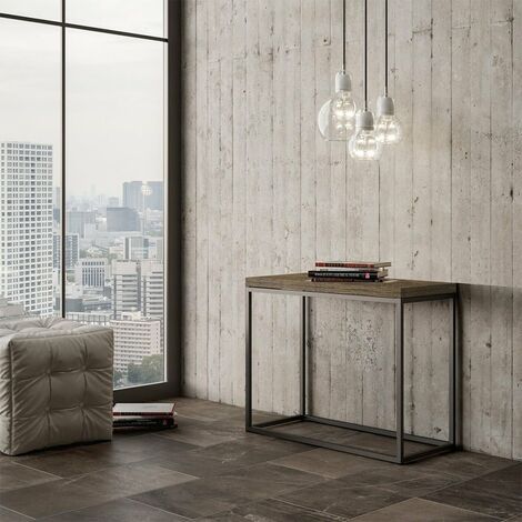 Console extensible table moderne en bois cuisine salle à manger 90x45-90cm Nordica Libra Noix