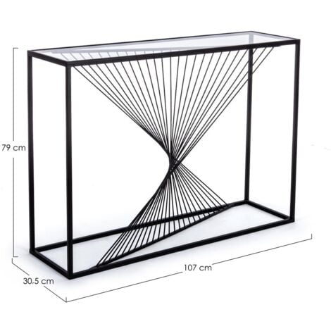 HELLIN Console filaire en verre et en métal noir L107 - SPIRALE