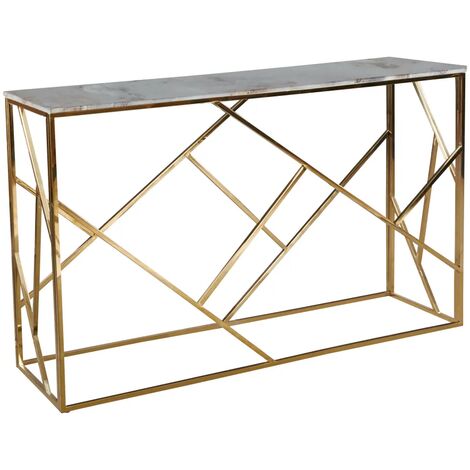 Console GEOMAG Gold verre Marbre Blanc 120x40x78 cm