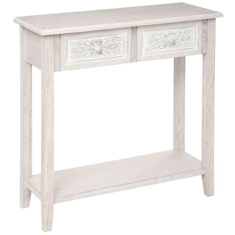 Console Hina avec étagère bois blanchi L80cm - Atmosphera créateur d'intérieur
