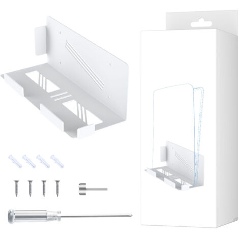 Console Holder Wall Mount Floating Behind TV Wall Bracket for Gaming Console Controller Headphone Screw Fixation White