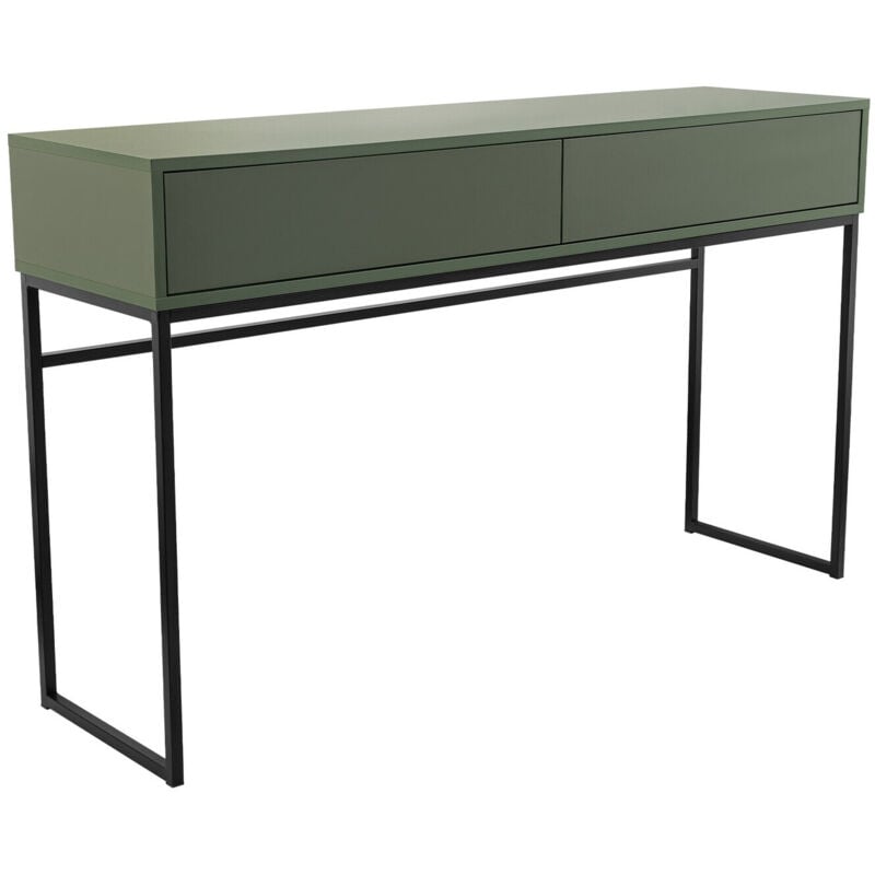 Mobilier1 - Console Calcalo 103, Vert, 84x137x37cm, Avec tiroirs