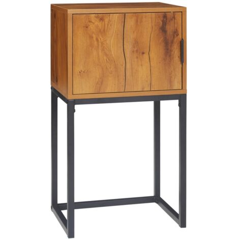 Console industrielle avec plateau acier naturel et rangement 40x30x76 cm table entrée design