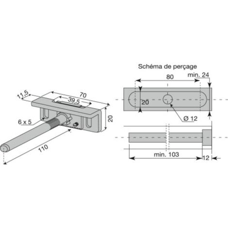 Console invisible diamètre 12 mm 346-02 pour tablette de profondeur maximale 300 mm