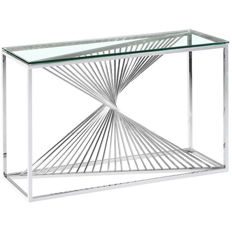 Console luxury BRITTANY Chrome verre transparent 120x40x78 cm