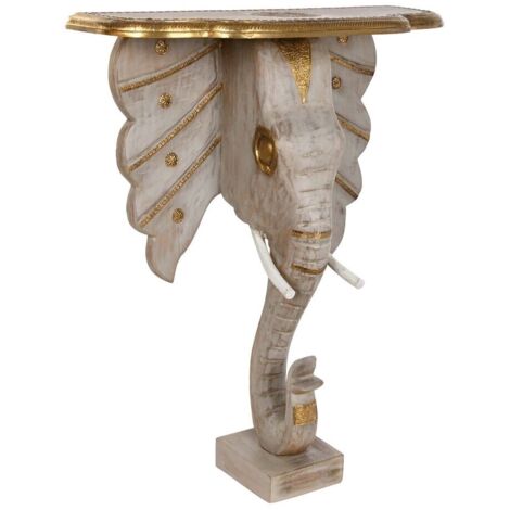 Console Mangue Laiton 80X30X96 Éléphant Gris