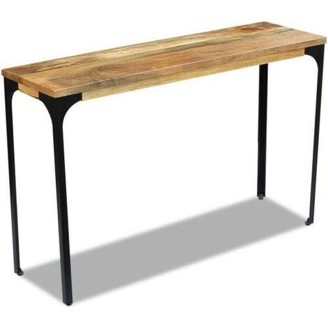 Console manguier massif clair et pieds métal noir Induka