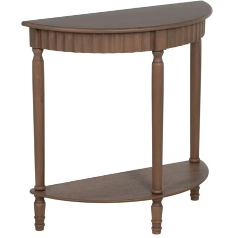 Console marron demi-lune en bois 71x30x71cm