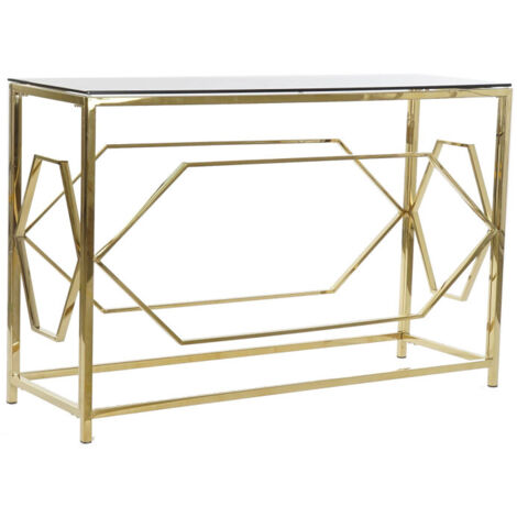 Console métal doré et plateau en verre - 120x40x78cm