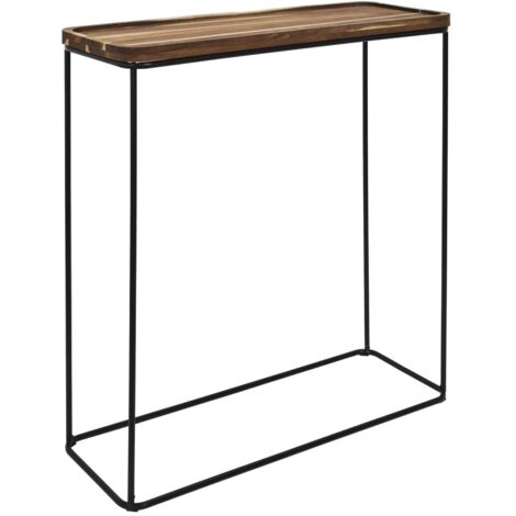 Console métallique avec plateau en bois d'acacia