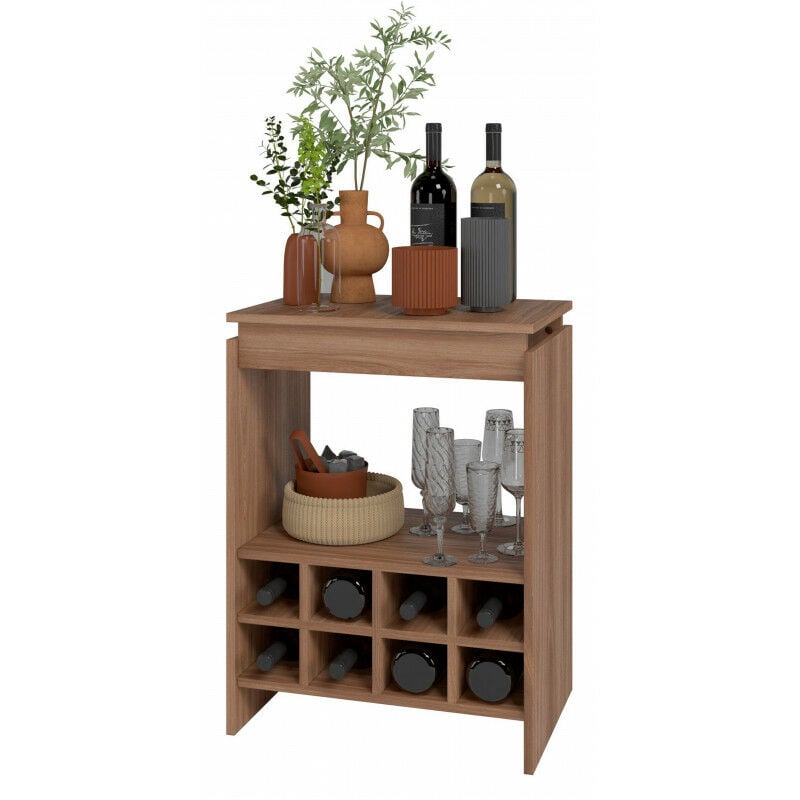Console - Meuble bar Châtaignier Rangement 8 Bouteilles float l 53.5 h 72 p 35 cm