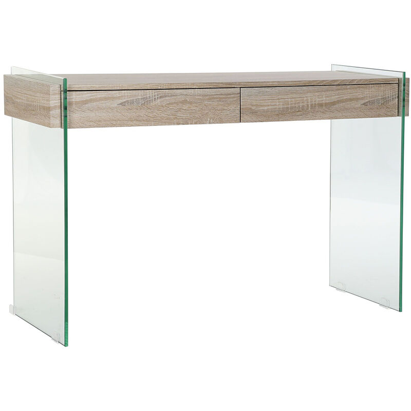 Console Meuble console en mdf tempéré naturel et verre trempé - Longueur 120 x Profondeur 40 x Hauteur 76 cm Pegane Console Meuble console en mdf tempéré naturel et verre trempé - Longueur 120 x Profondeur 40 x Hauteur 76 cm Pegane