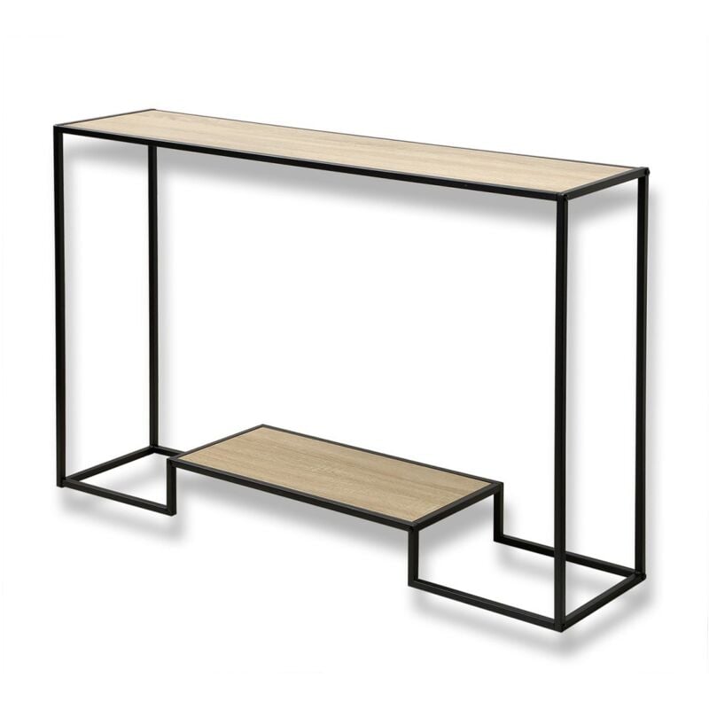 CALICOSY - Console moderne 2 niveaux décor chêne L120cm