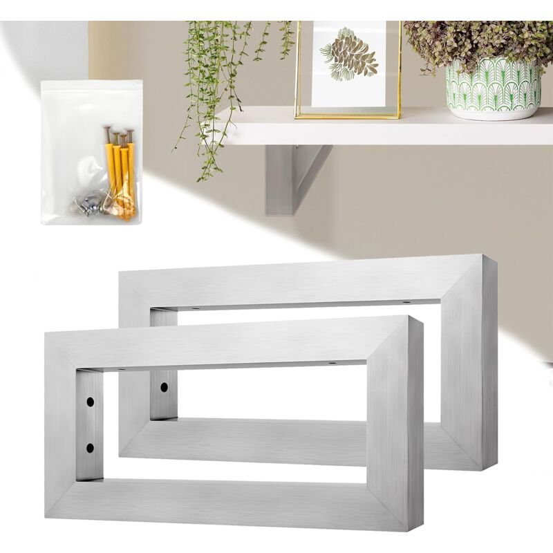 Naizy - Console Murale Etagère Murale Acier Inoxydable 2X Support Mural 35x15cm Support d'étagère pour Lavabo Base Stable Support d'étagère Suspendu