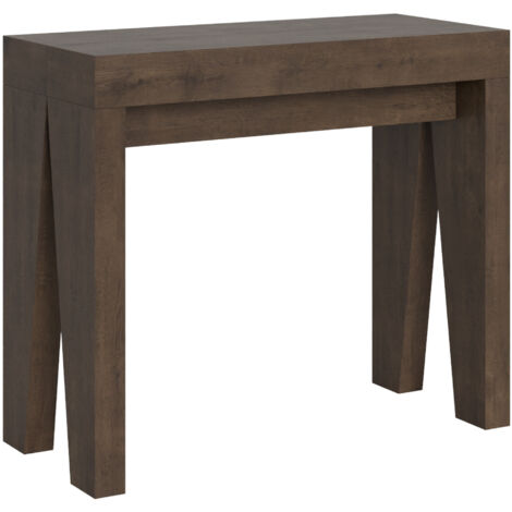 Console extensible bois marron 12 personnes 40 à 300 cm Naxo - Support 2 pieds