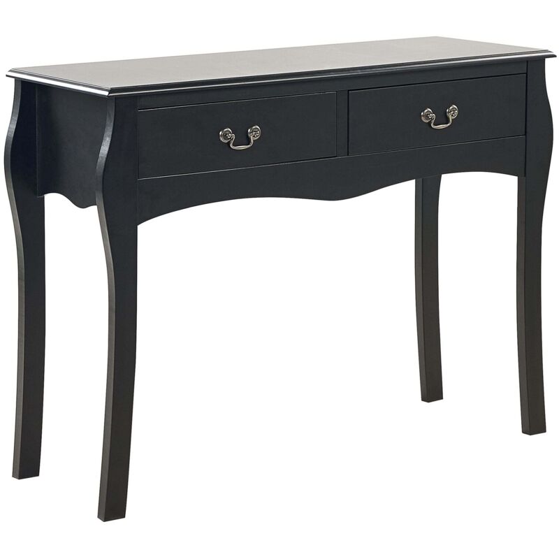 Beliani – Table console noire en bois et MDF – 2 tiroirs – Style traditionnel – Dimensions 100x35x75 cm – Parfait pour intérieur vintage
