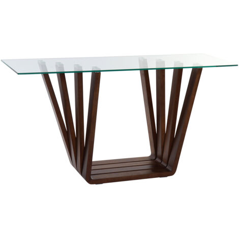 Console Noyer Verre 145X45X75 8 Mm, Naturel Marron