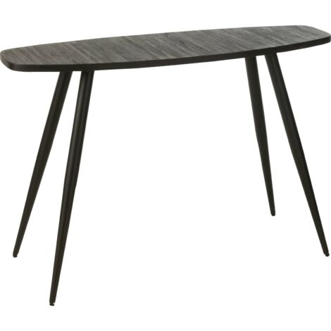 Console ovale en teck noir élégance métal pour entrée design - Noir teck profond