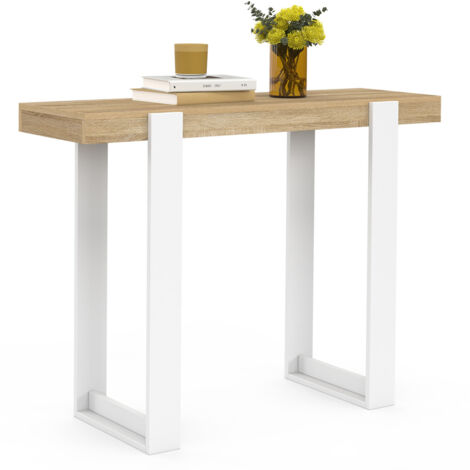 Console Double PHOENIX - Design Industriel Bois & Noir, 100x30x75 Cm, Charge 30 Kg
