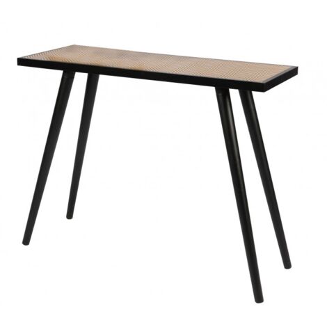 Console plateau avec motifs noir et bois Chelsea - 100x35x78cm